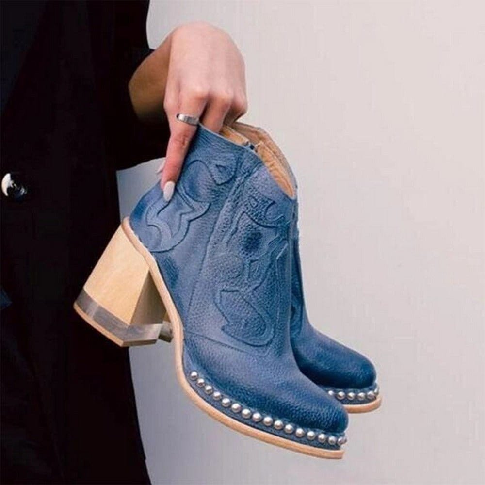 Women's Vegan Leather Western Style Heeled Boots
