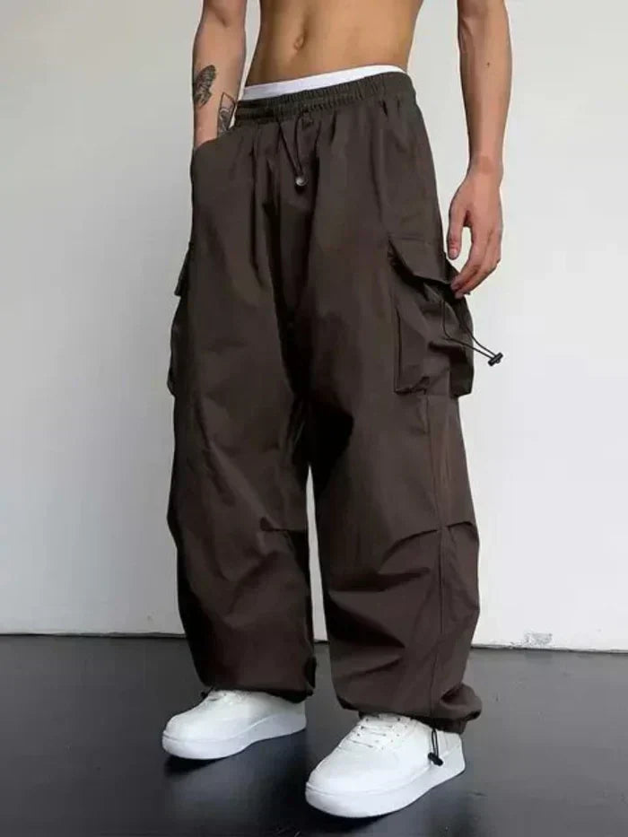 Men's Loose Streetwear Wide-Leg Utility Pants