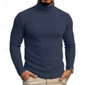 Men's Fitted Fine Rib High Neck Knit Sweater