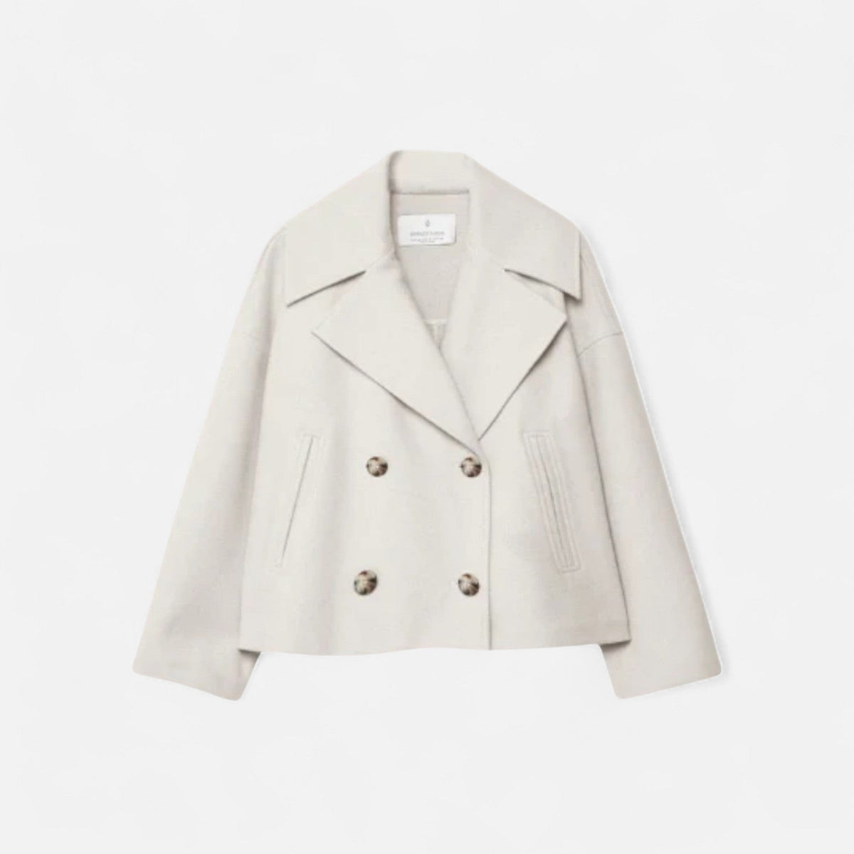 Women's Short Structured Blazer with Double-Breasted Front