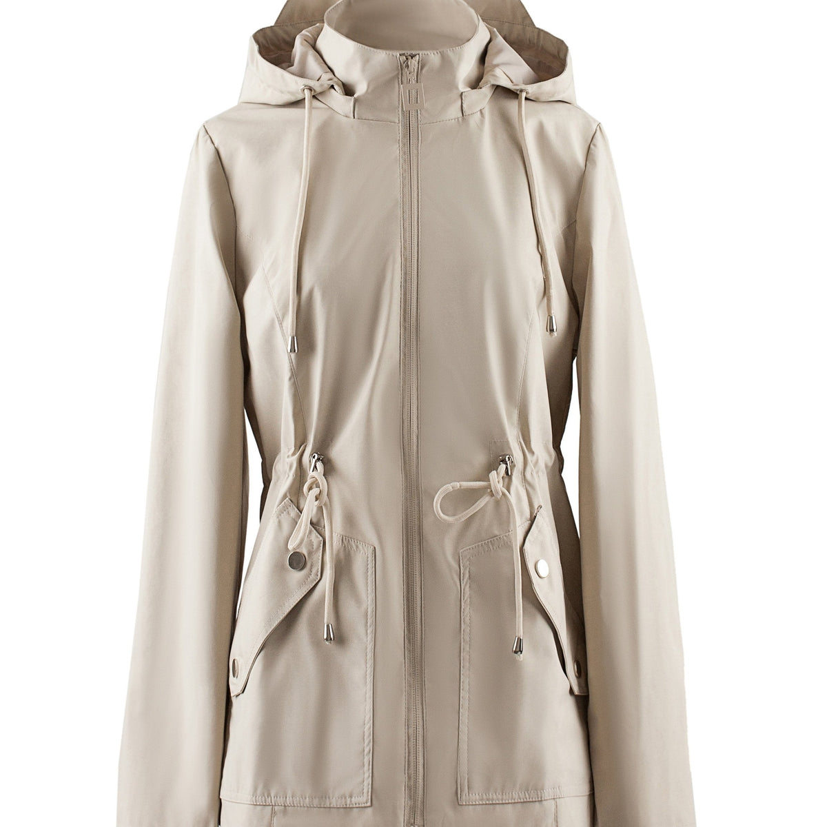 Women's Drawstring Waist Hooded Lightweight Windbreaker