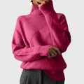 Women's Rib-Trimmed Knit Turtleneck Sweater for Cool Days