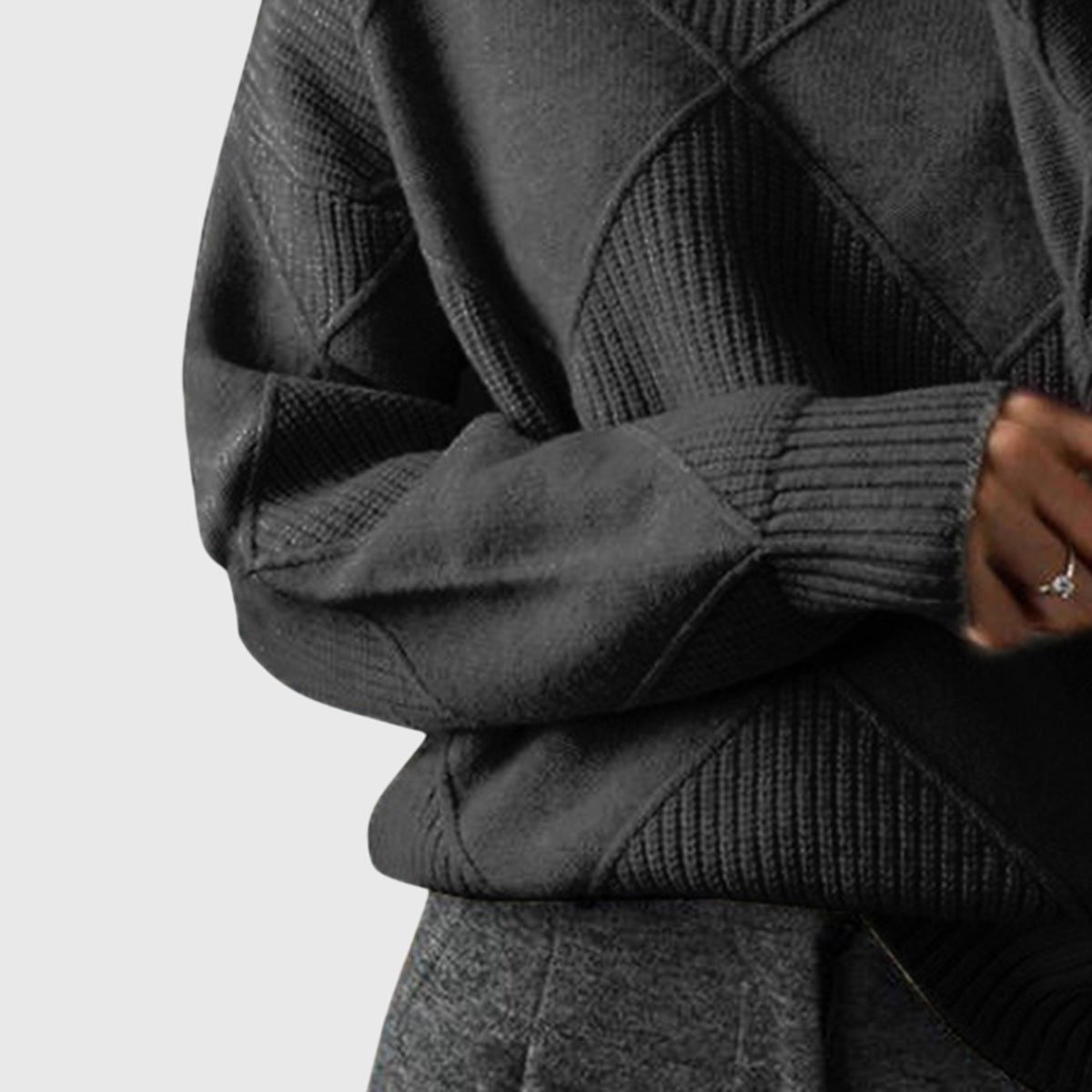 Women's Rib-Trimmed Knit Turtleneck Sweater for Cool Days
