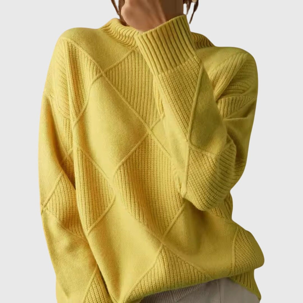 Women's Rib-Trimmed Knit Turtleneck Sweater for Cool Days