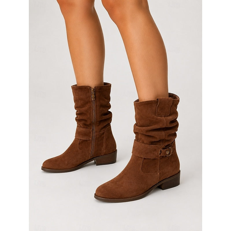 Women's Gentle Block Heel Relaxed Shaft Short Boots