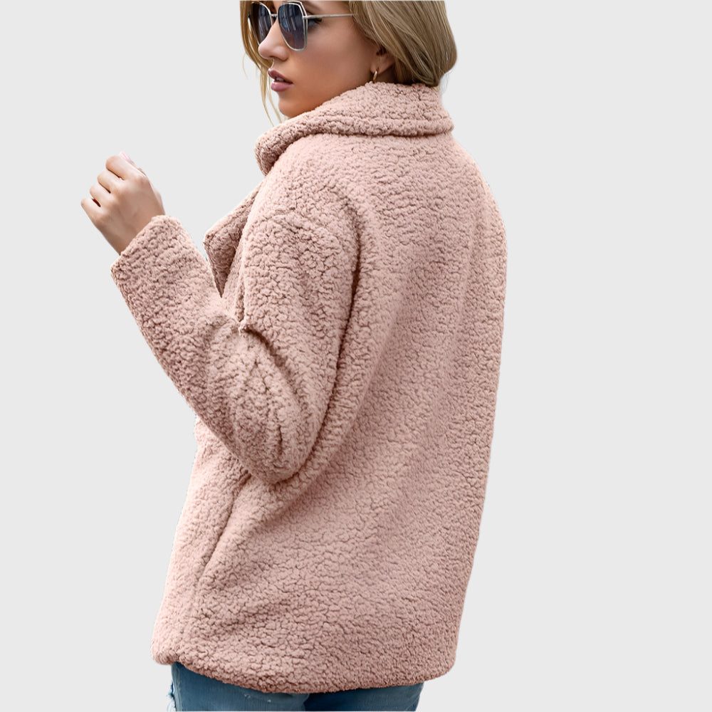 Women's Fuzzy Double-Breasted Sherpa Jacket for Cool Days