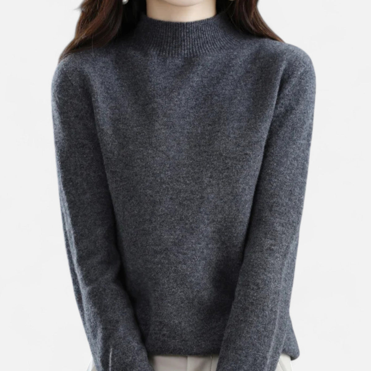 Women's Fall Winter Pure Wool Half Turtleneck Sweater