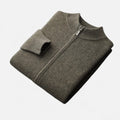 Men's Zip-Front Merino Wool Cardigan with Stand Neck