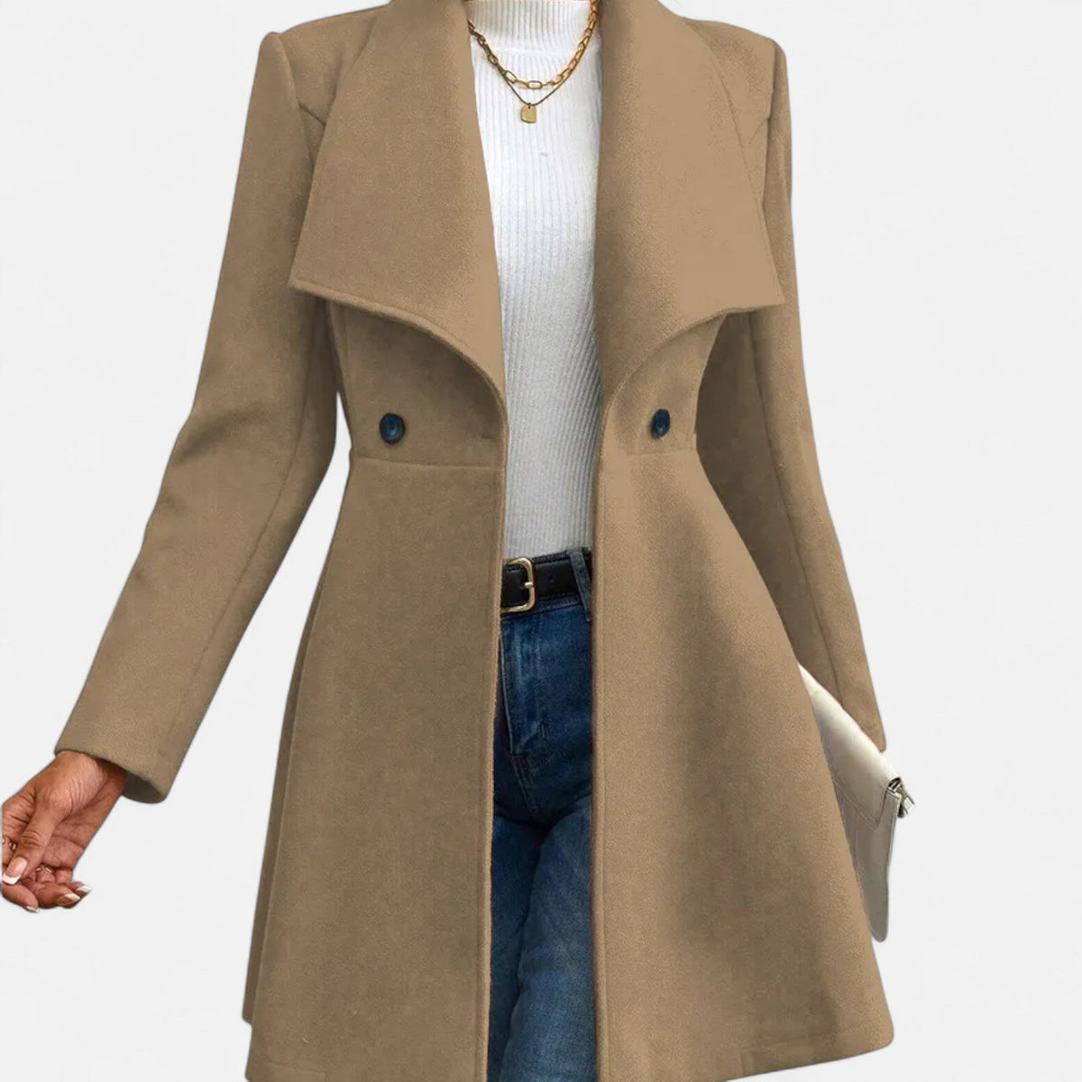 Women's Tailored Lapel Winter Topcoat in Wool Blend