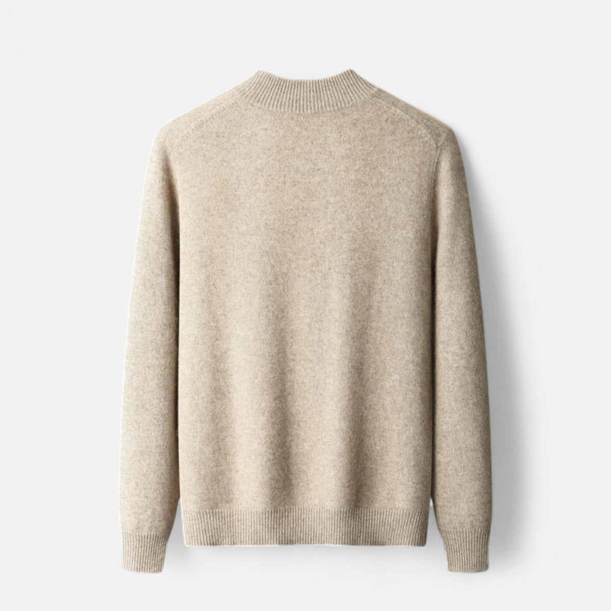 Men's Zip-Front Merino Wool Cardigan with Stand Neck