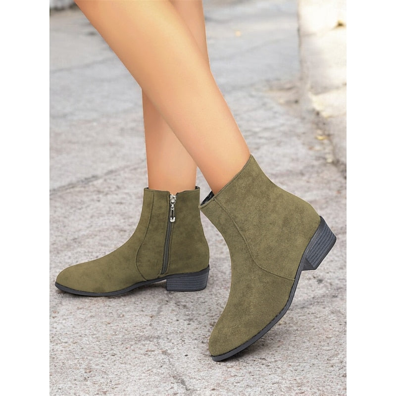 Women's Tailored Ankle Booties with Low Block Heel