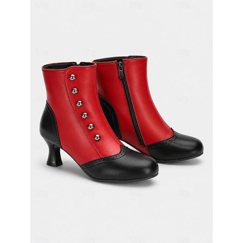 Women's Contrast Finish Small Button Short Boots