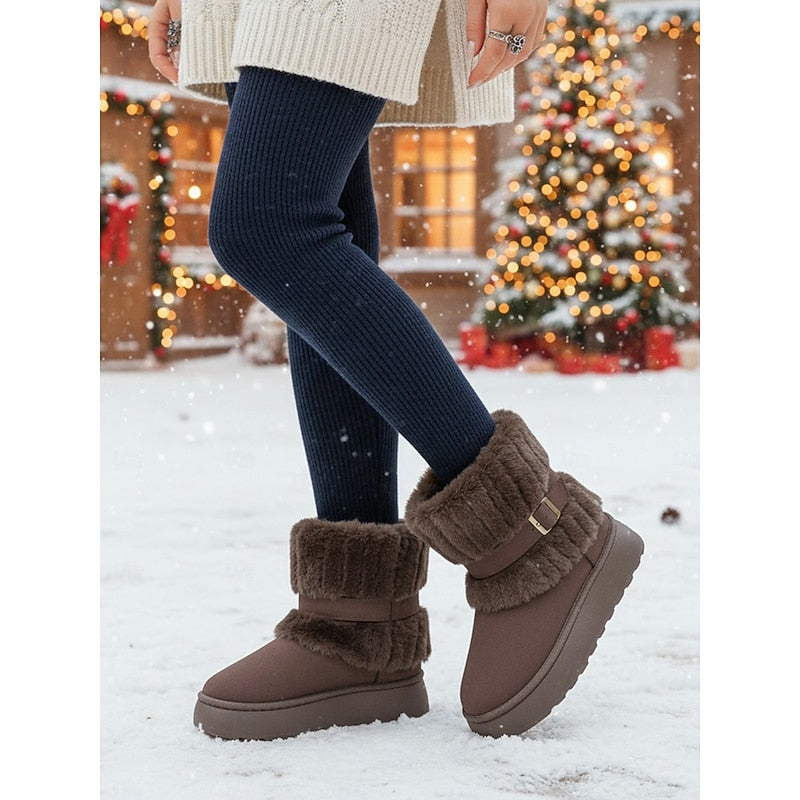 Women's Soft Cushioned Ankle Boots with Fur Trim