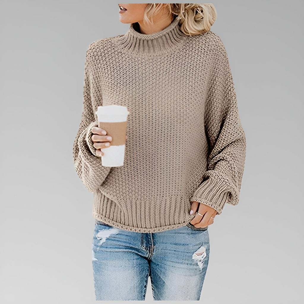 Women's Loose Cozy Thick-Knit Turtleneck Pullover