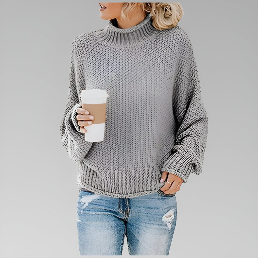 Women's Loose Cozy Thick-Knit Turtleneck Pullover