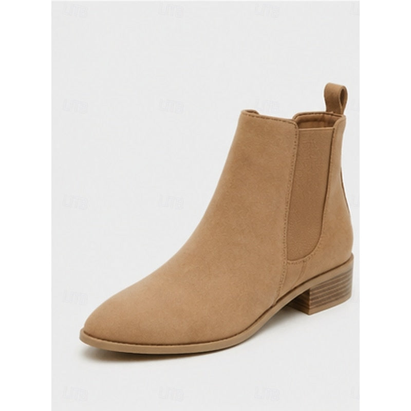 Women's Low Block Heel Graceful Pointed Short Boots