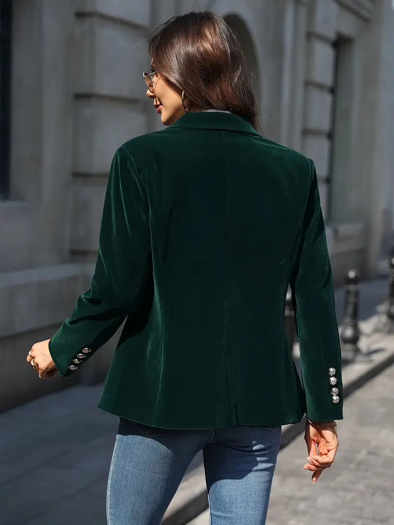 Women's Smooth Drape Plush Velvet Blazer Jacket