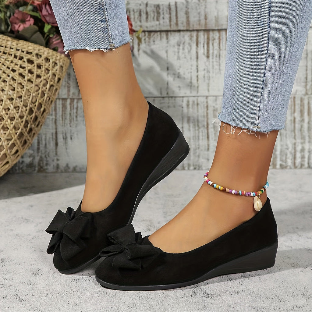 Women's Cushioned Bow Accent Comfort Slip-On Flats