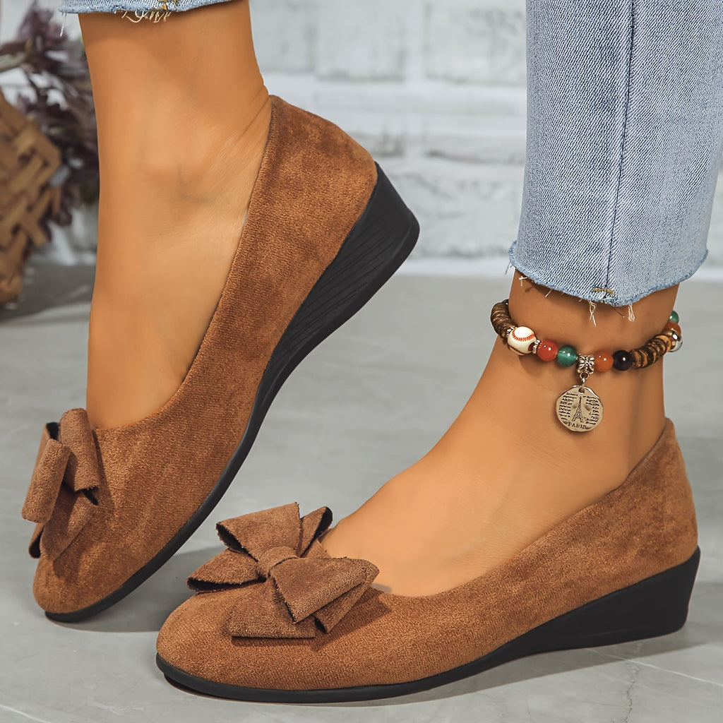 Women's Cushioned Bow Accent Comfort Slip-On Flats