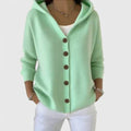 Women's Five-Button Hooded Knit Cardigan for Weekends