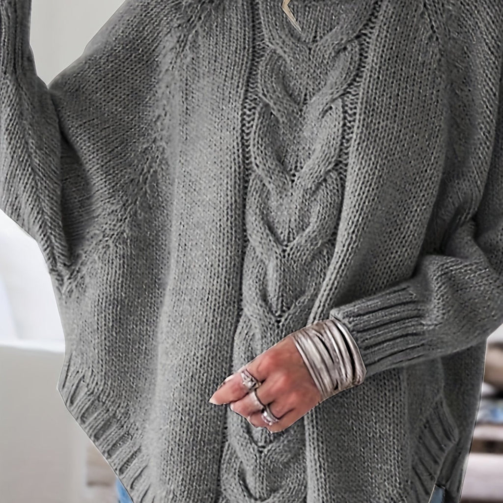 Women's Cozy Cable-Knit Turtleneck Relaxed Sweater