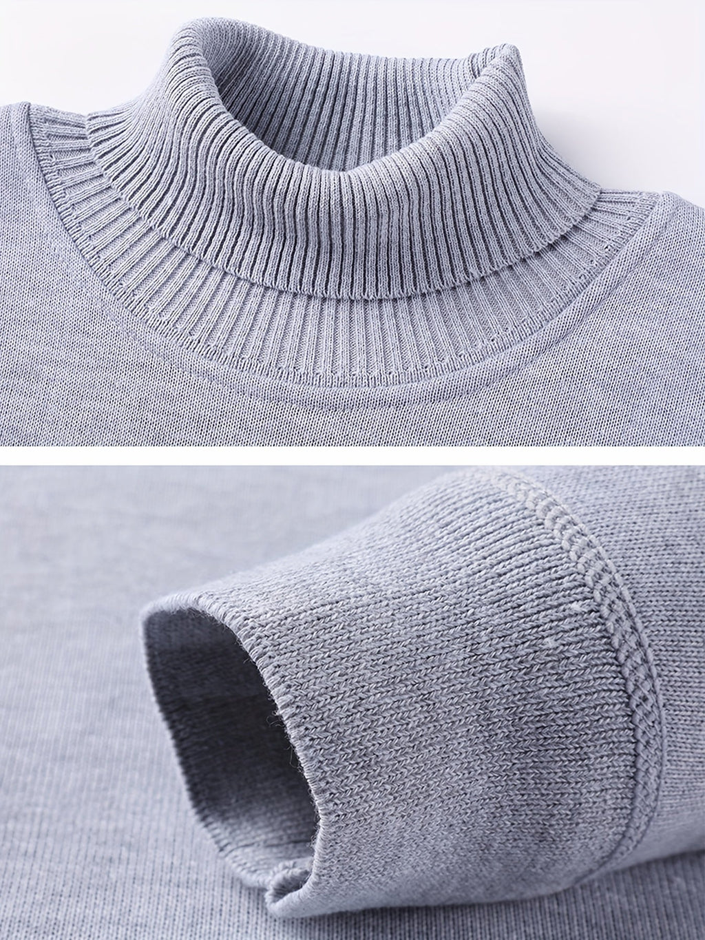 Men's Warm Lined Rollneck Pullover Knit Top