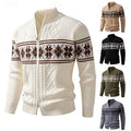 Men's Ribbed Knit Fair Isle Zipper Cardigan Sweater