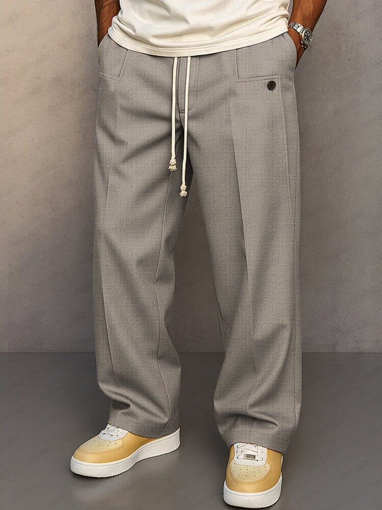 Men's Adjustable Drawstring Dress-Style Straight Pants