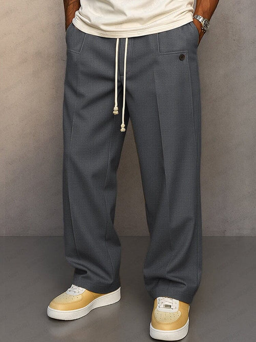 Men's Adjustable Drawstring Dress-Style Straight Pants