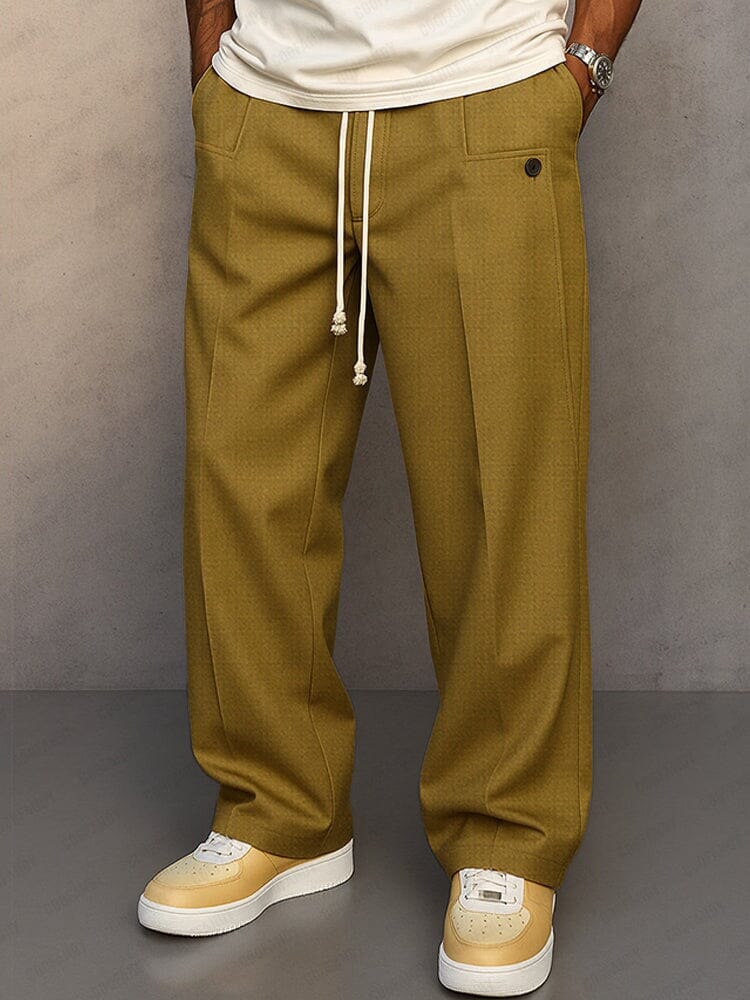 Men's Adjustable Drawstring Dress-Style Straight Pants