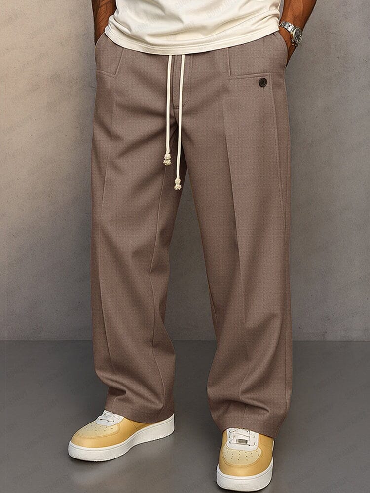 Men's Adjustable Drawstring Dress-Style Straight Pants