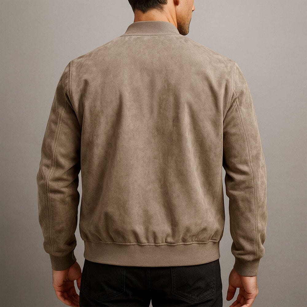 Men's Soft Suede Slim Fit Bomber Coat