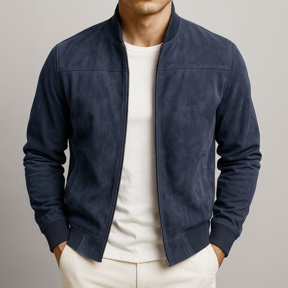 Men's Soft Suede Slim Fit Bomber Coat