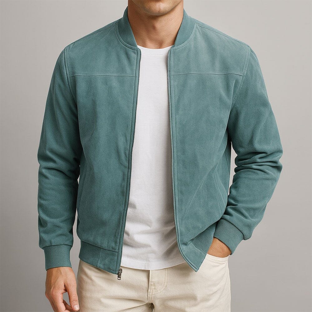 Men's Soft Suede Slim Fit Bomber Coat