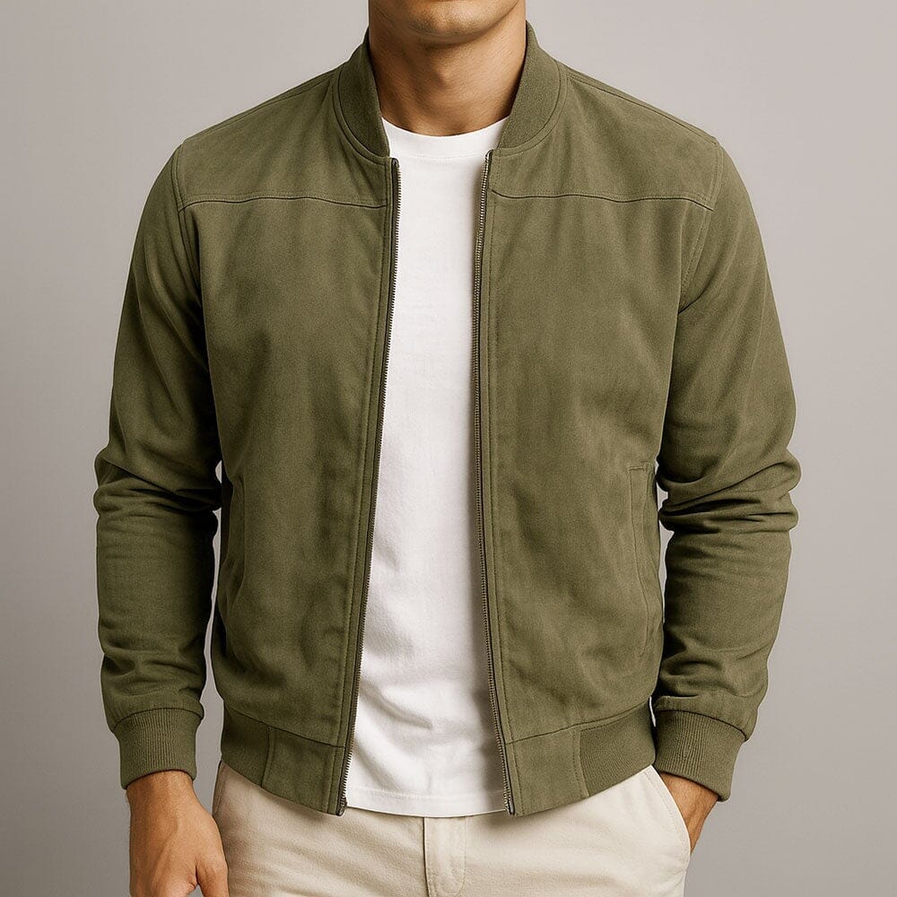 Men's Soft Suede Slim Fit Bomber Coat