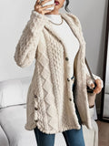 Women's Nubby Textured Loose-Fit Hoodie Cardigan