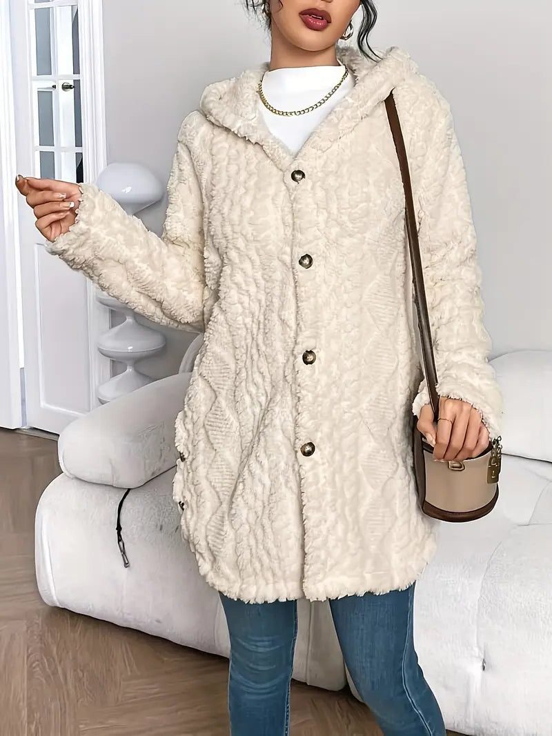 Women's Nubby Textured Loose-Fit Hoodie Cardigan