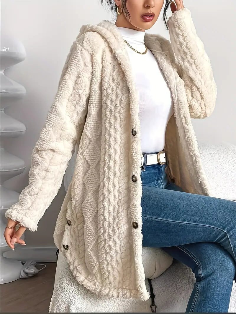 Women's Nubby Textured Loose-Fit Hoodie Cardigan