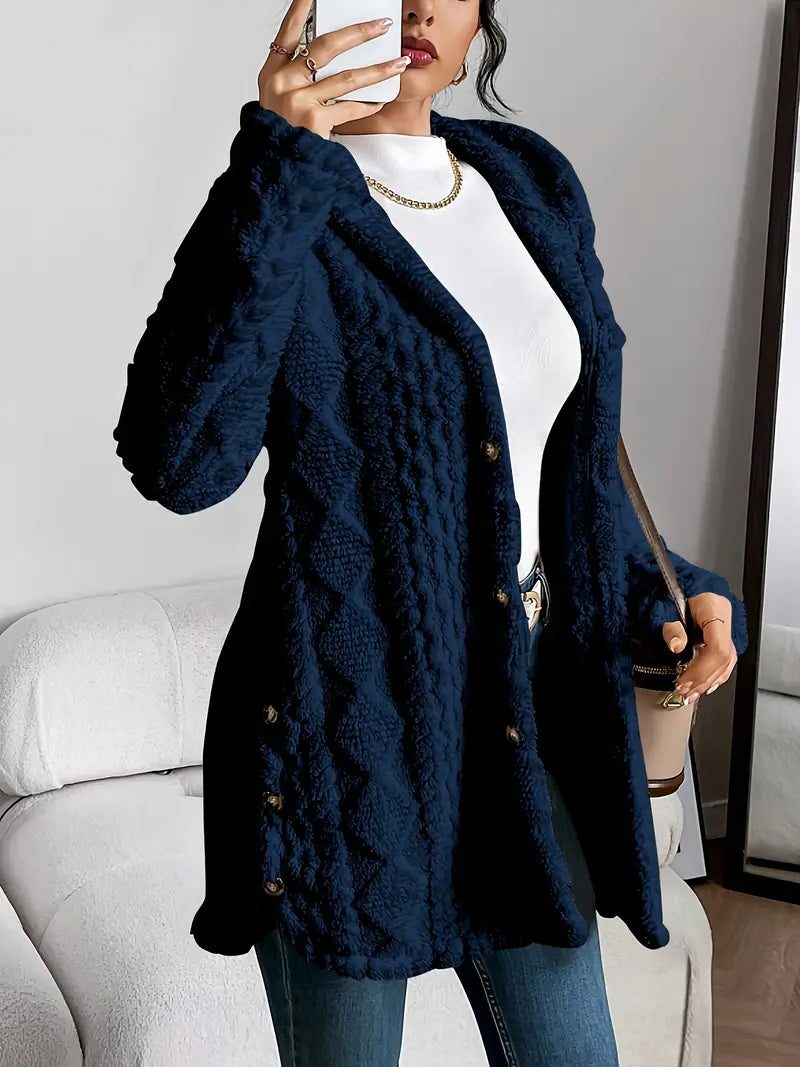 Women's Nubby Textured Loose-Fit Hoodie Cardigan