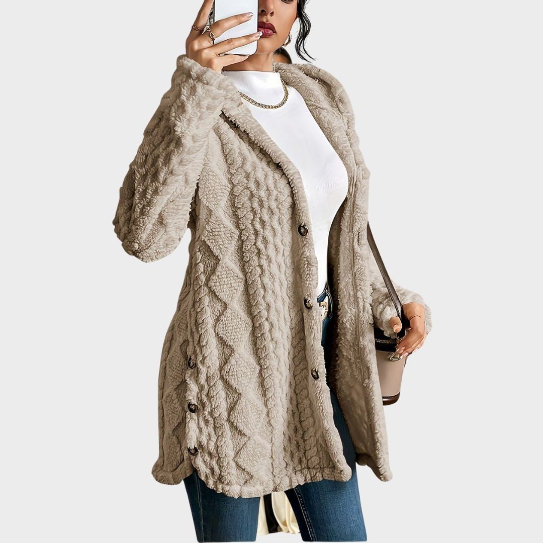 Women's Nubby Textured Loose-Fit Hoodie Cardigan