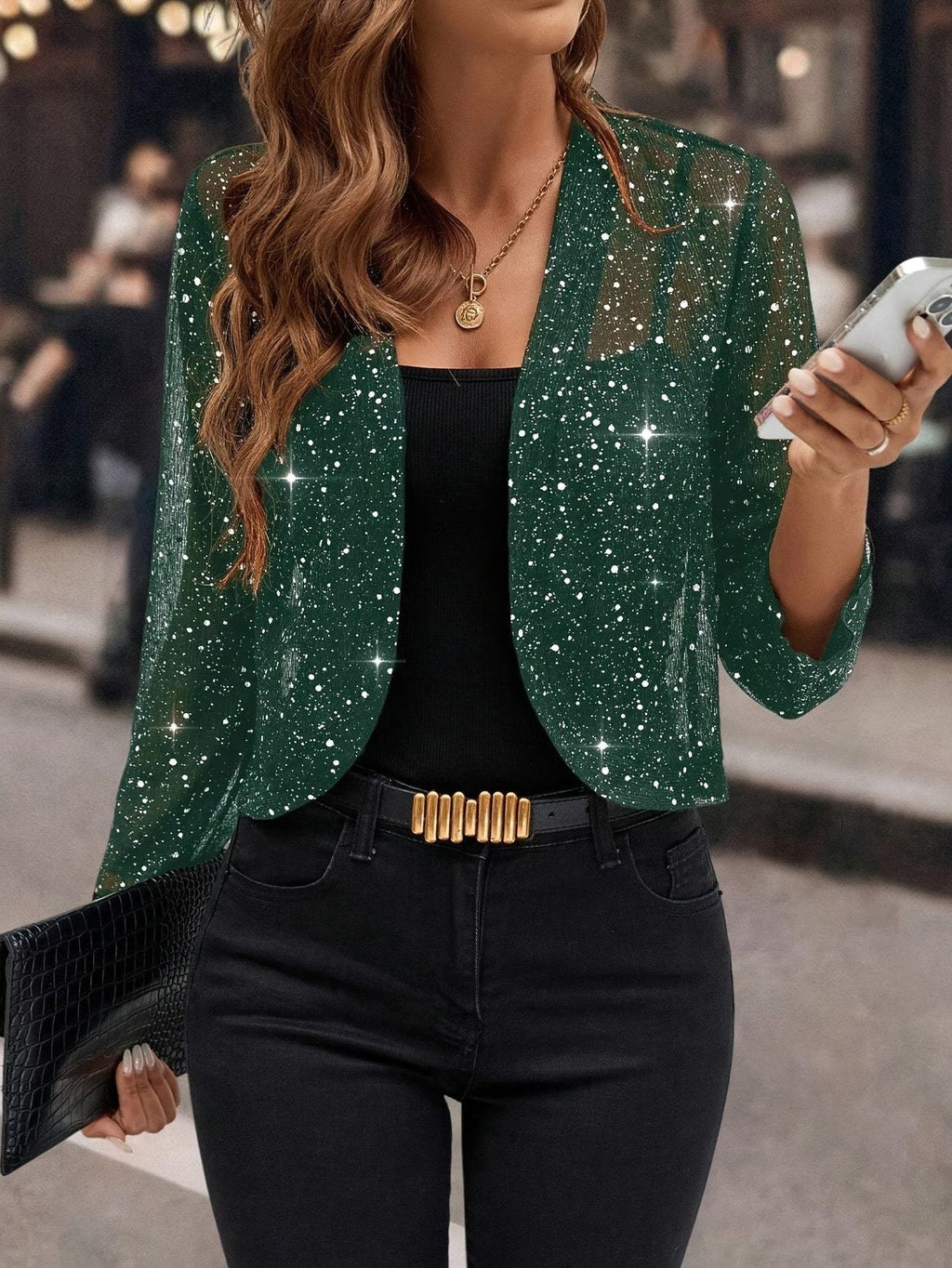 Women's Sparkly Holiday Cardigan Layer for Night Out