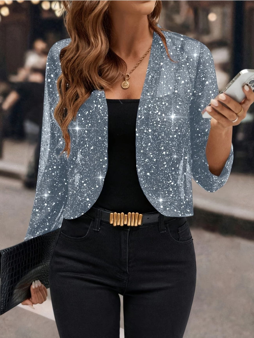 Women's Sparkly Holiday Cardigan Layer for Night Out