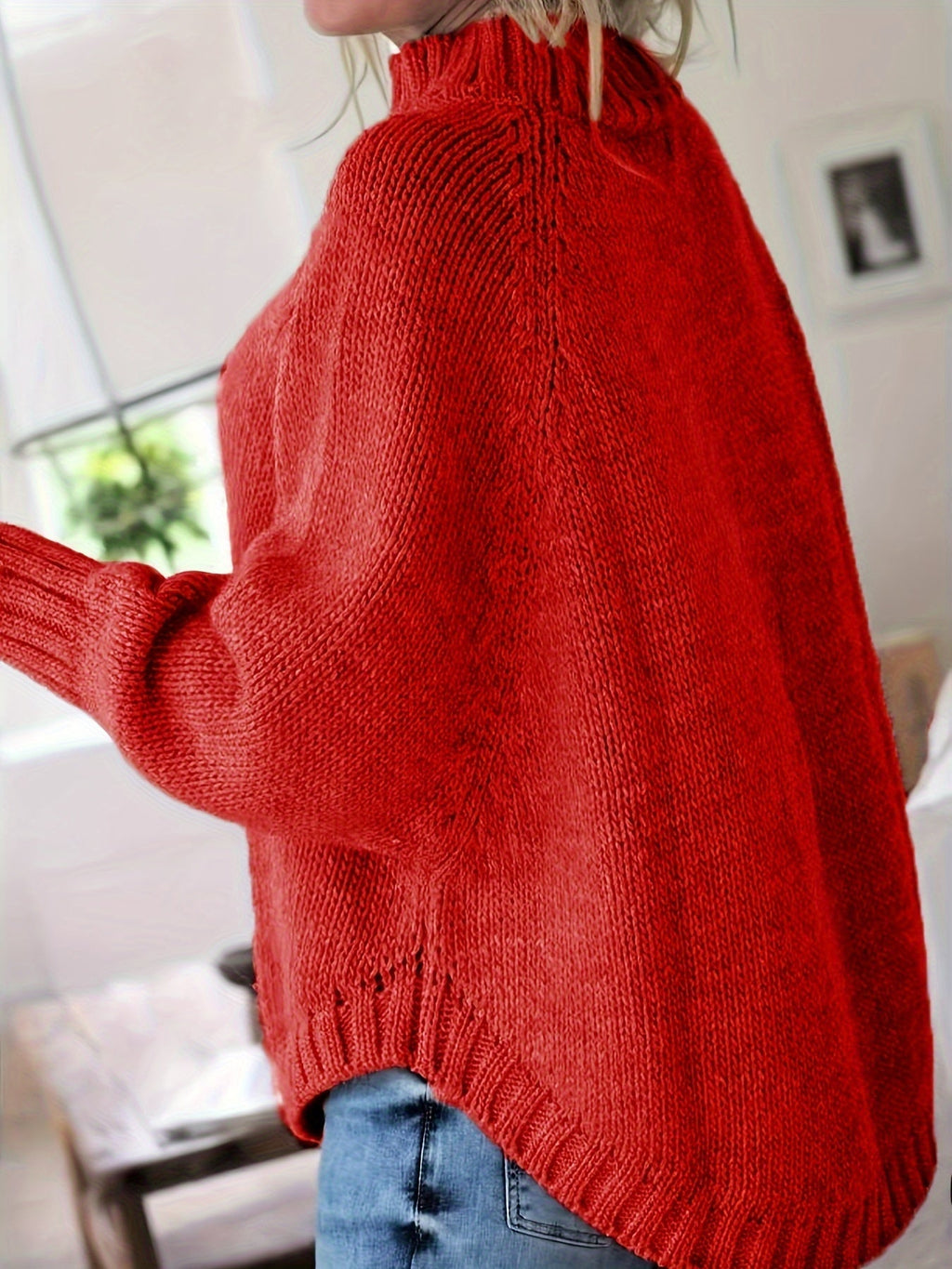 Women's Cozy Cable-Knit Turtleneck Relaxed Sweater