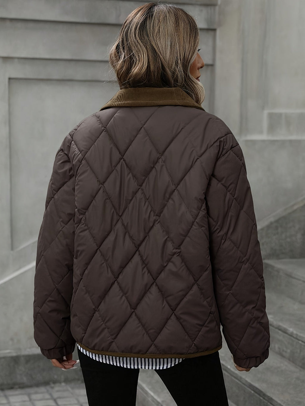Women's Quilted Diamond-Stitch Puffer Coat