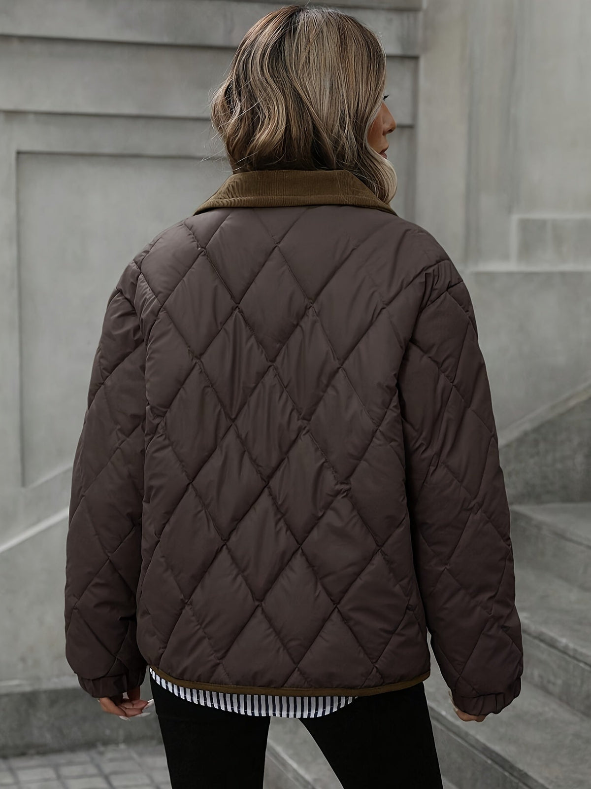 Women's Quilted Diamond-Stitch Puffer Coat