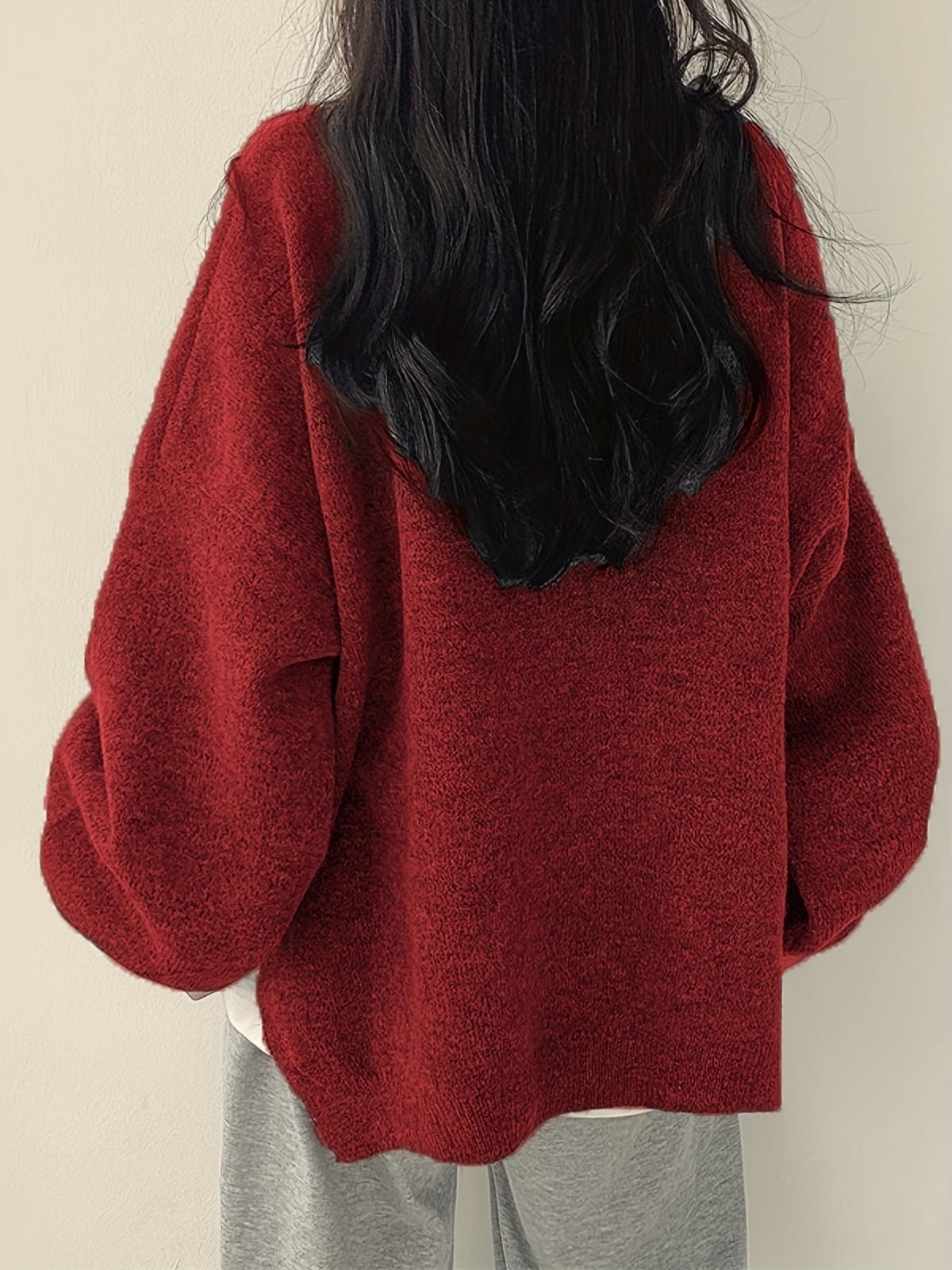 Women's Roomy Warm Crew Neckline Chunky Pullover