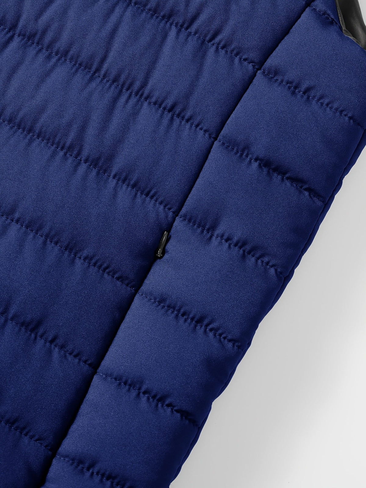 Men's Layering Vest with Quilting and Stand Collar