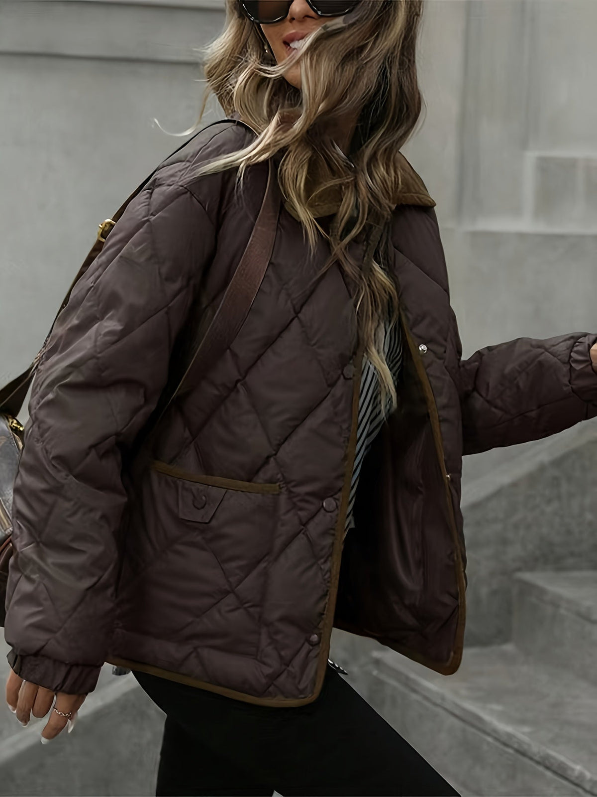 Women's Quilted Diamond-Stitch Puffer Coat