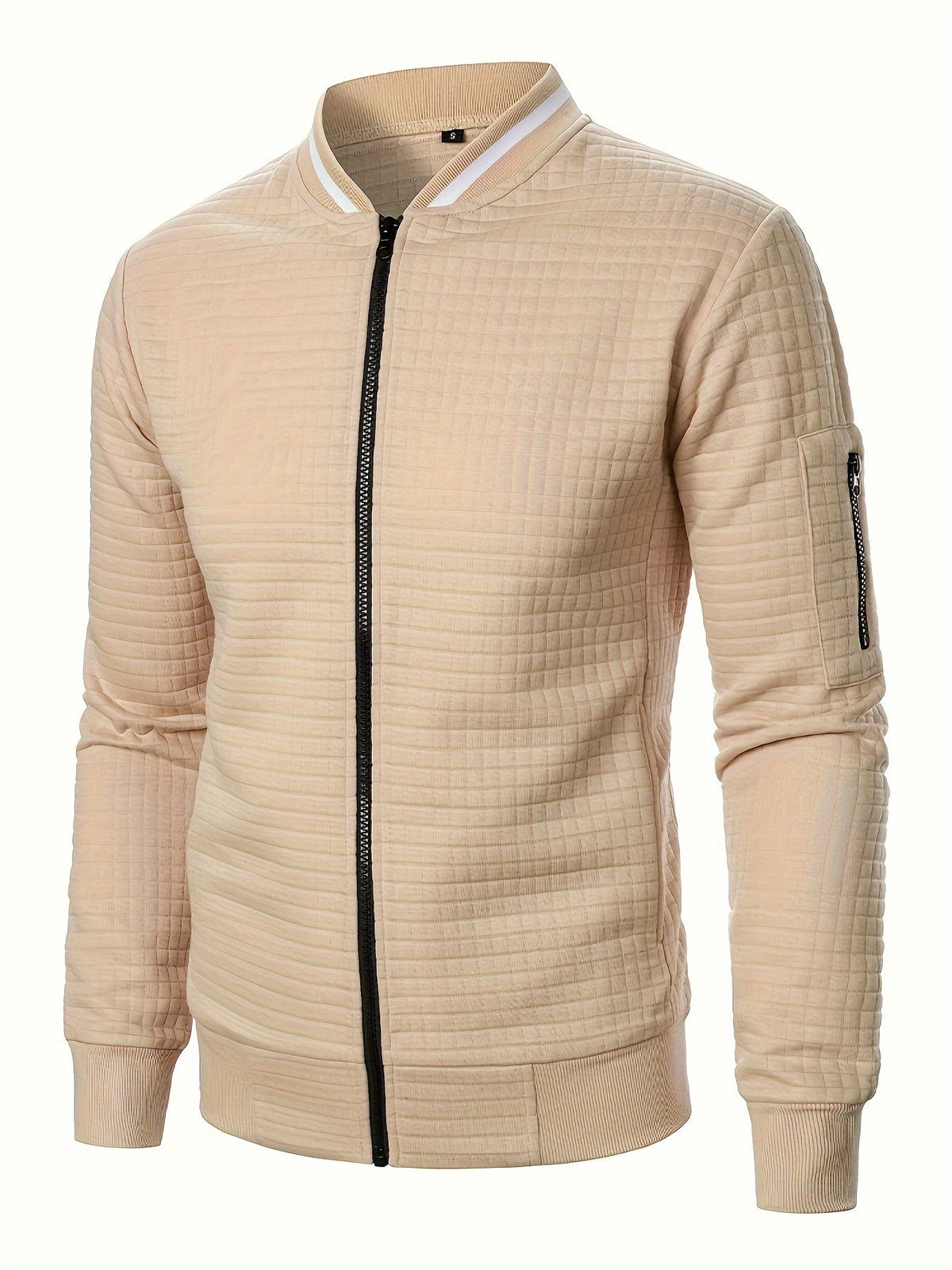 Men's Soft Textured Bomber Style Zip Jacket