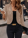 Women's Open-Front Cropped Jacket with Shimmer Finish